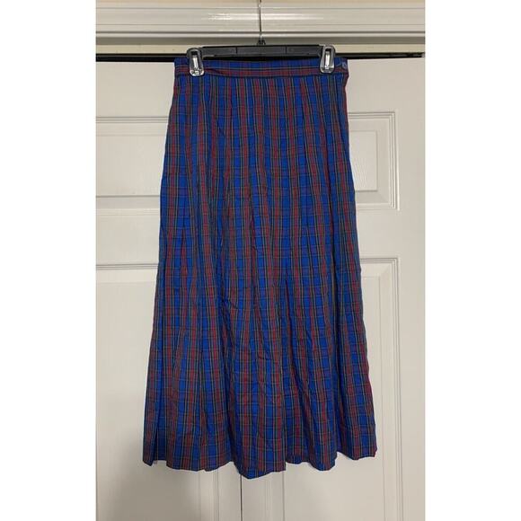 Vintage Design Options Plaid Pleated Midi Skirt School Modest 90s Size 8 - Picture 1 of 7